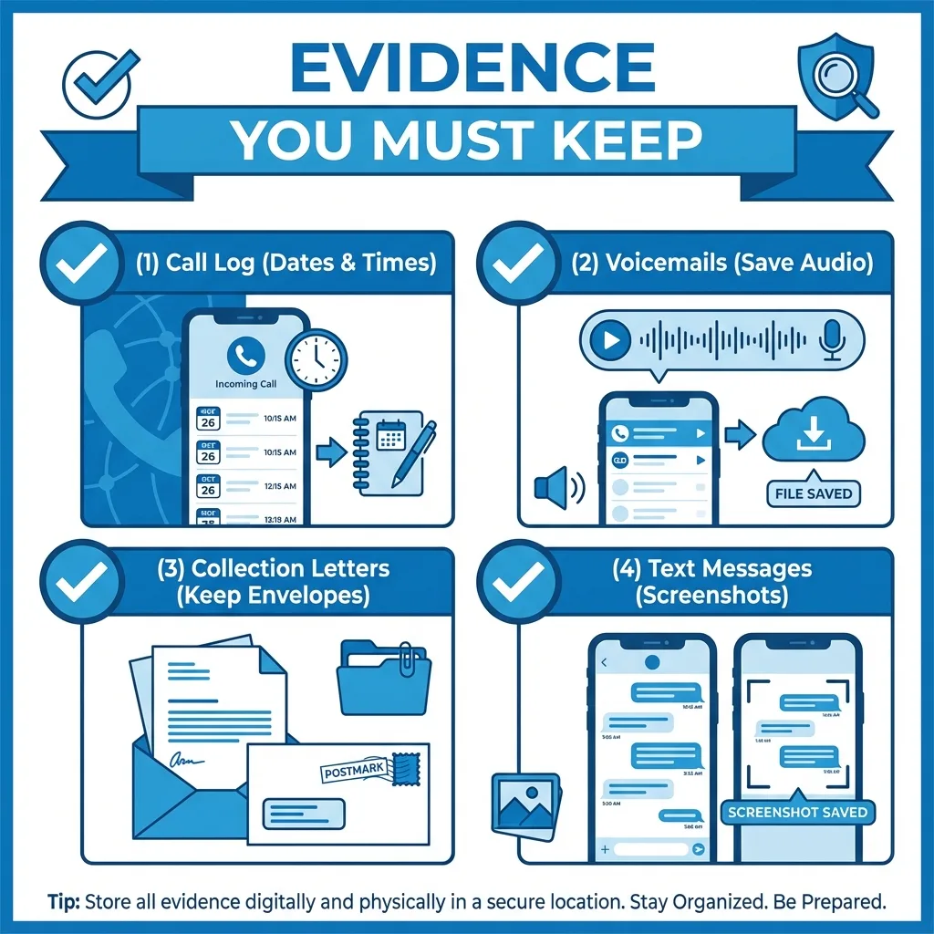 Checklist of essential evidence: Call logs, voicemails, letters, and texts