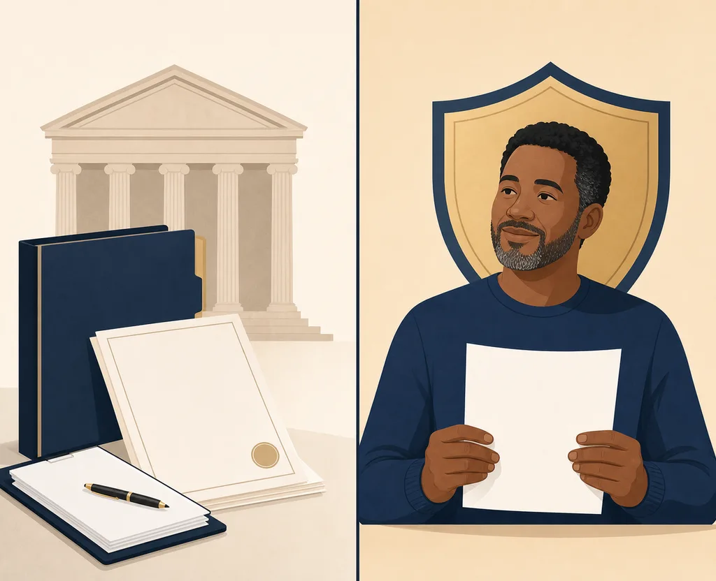 Text-free visual separating estate paperwork from family member medical debt responsibility